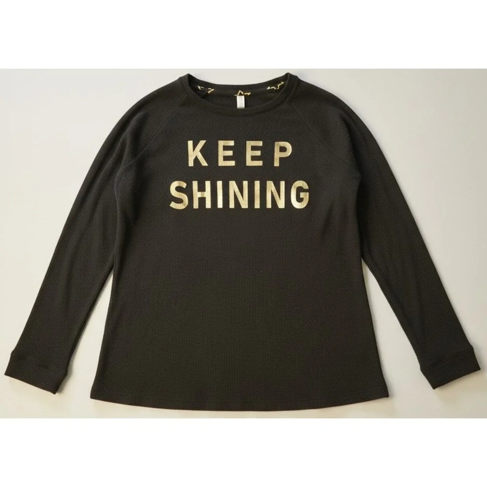 So Womens Intimates KEEP SMILING Black Sleep Shirt Top Sz Small